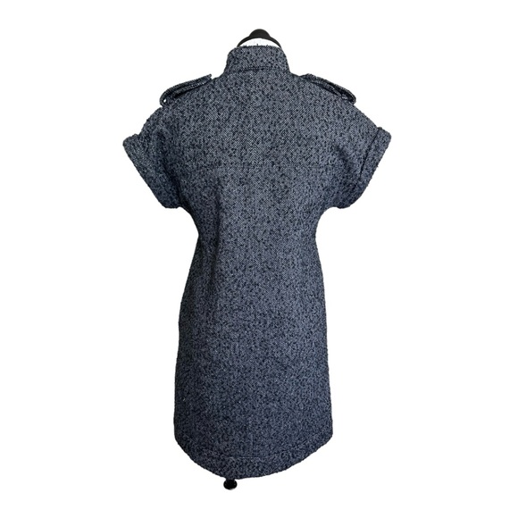 Karl Lagerfeld for Macy's Metallic Tweed Dress Zip Front Gray w/ Epaulets Size M - Picture 5 of 16